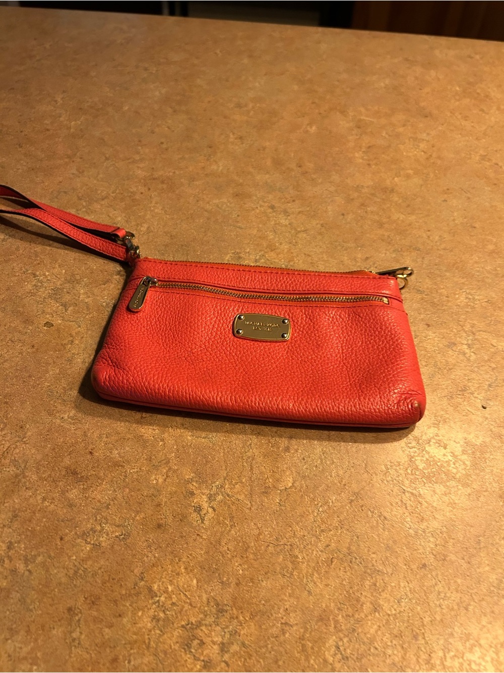 Michael Kors Coral Barbie Pink Leather Wristlet Clutch